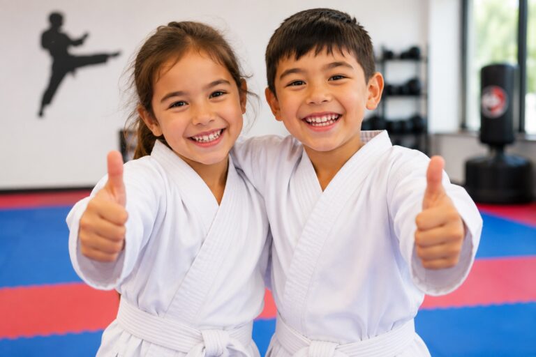 Happy kids in karate